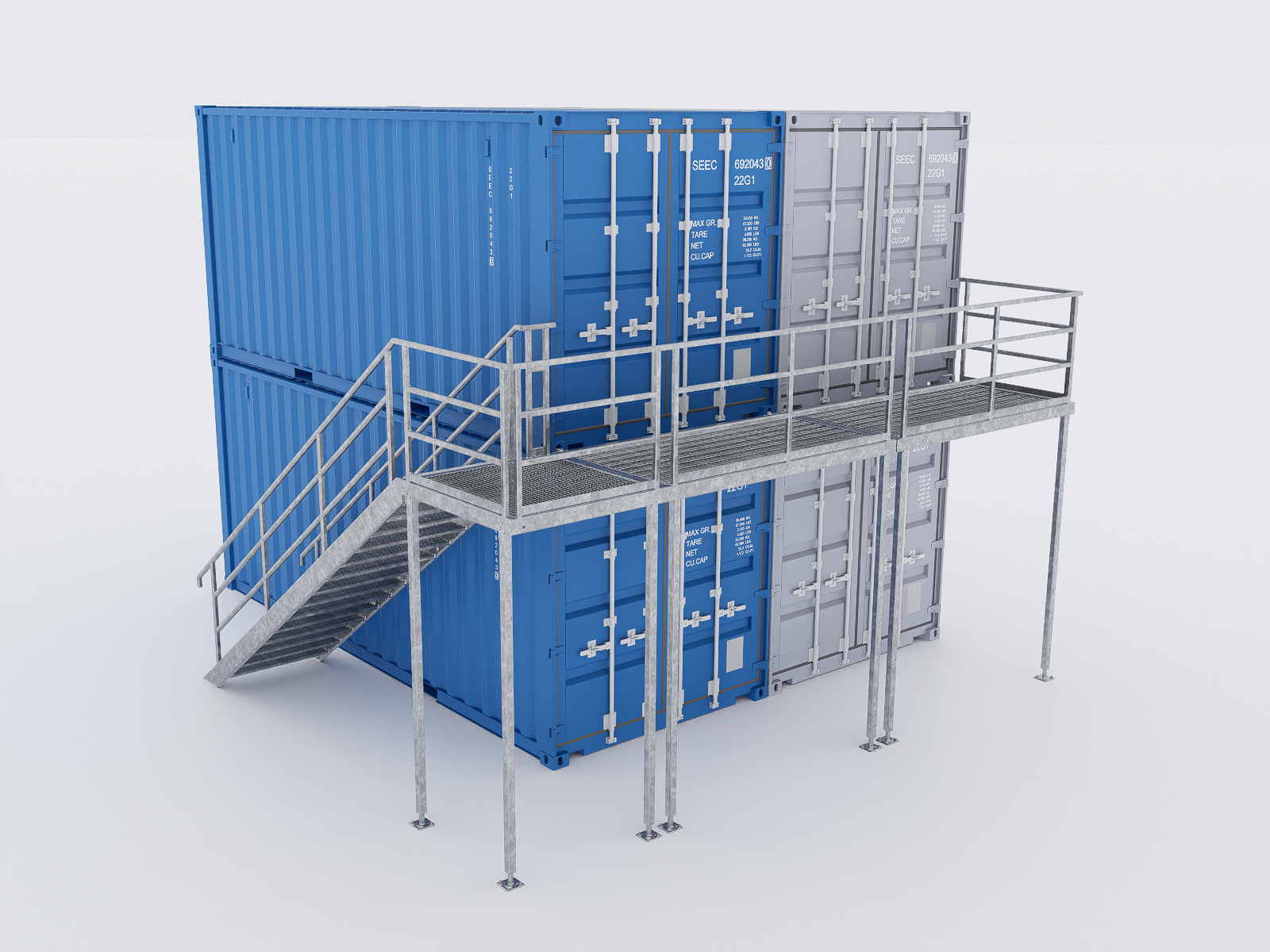 Containertreppen und modulare Treppenanlagen für See- und Lagercontainer – feuerverzinkte Stahltreppen und Laufgangsysteme für ISO-Containeranlagen